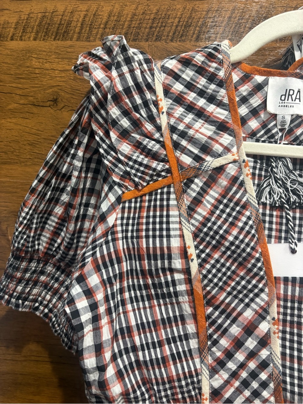 dRA Clothing Zoe Top Peplum Autumn Madres Plaid Blouse - Picture 7 of 11